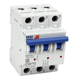 Выключатель автоматический 20А 3П трехполюсный характеристика D 10кА OptiDin BM63-3D20-10-УХЛ3 262781 КЭАЗ от поставщика КабельСпецСтрой