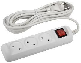 Удлинитель без заземления U-3s-5m-2x1 ЭРА с выключателем , 3 гнезда 5м, ПВС, 2х1мм2, 10А Б0044051 ЭРА от поставщика КабельСпецСтрой