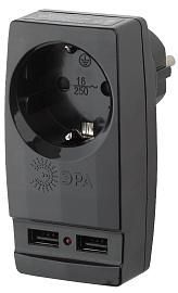 Адаптер «Polynom» 1 гнездо, 220V + 2xUSB 2100mA, c заземлением (черный) SP-1e-USB-B, Б0026333 ЭРА от поставщика КабельСпецСтрой Адаптер «Polynom» 1 гнездо, 220V + 2xUSB 2100mA, c заземлением (черный) SP-1e-USB-B, Б0026333 ЭРА от поставщика КабельСпецСтрой