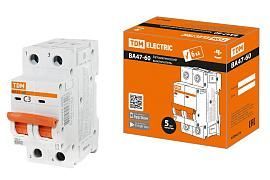 Выключатель автоматический 3А 2П двухполюсный характеристика C 6кА ВА47-60 SQ0223-0086 TDM от поставщика КабельСпецСтрой