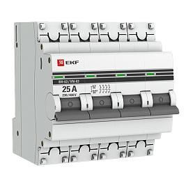 Выключатель нагрузки ВН-63, 4P 25А PROxim под опломбировку SL63-4-25-pro EKF от поставщика КабельСпецСтрой