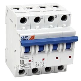 Выключатель автоматический 40А 3П+N четырехполюсный характеристика L 10кА OptiDin BM63-4NL40-10-УХЛ3 262993 КЭАЗ от поставщика КабельСпецСтрой