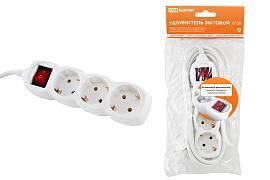 Удлинитель бытовой У03В выключатель, 3 гнезда, 3метра, с заземлением, ПВС 3х1мм2 16А/250В SQ1303-0101 TDM от поставщика КабельСпецСтрой