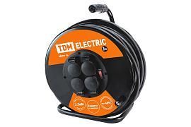 Удлинитель силовой УХз16-004 (метал. катушка, А3, 4 места IP44/30м КГ 3х1,5) SQ1301-0160 TDM от поставщика КабельСпецСтрой